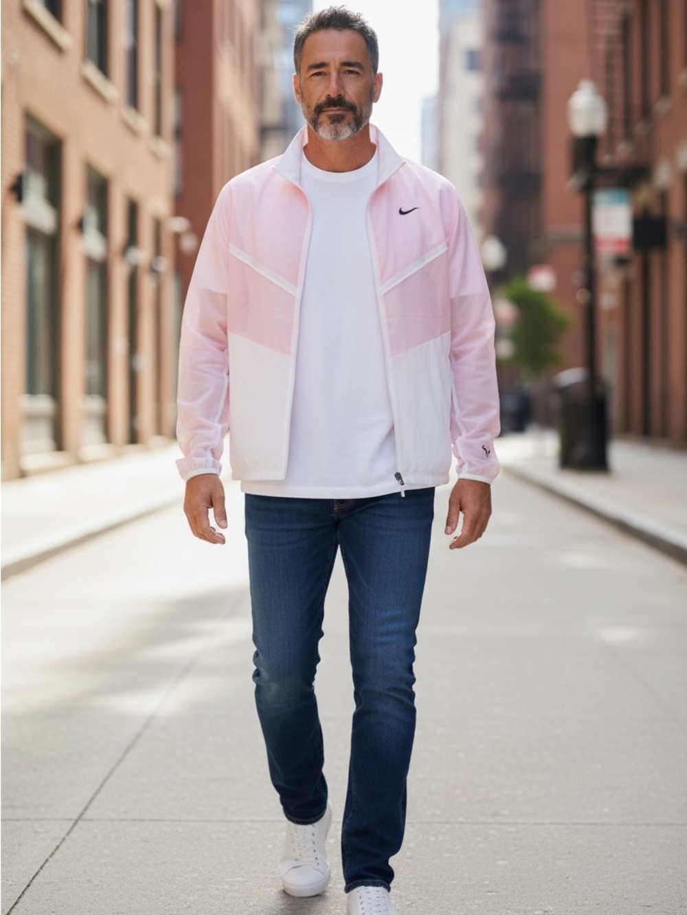 Nike Rafa Nadal Dri-FIT Full Zip Running Tennis Jacket Windbreaker Pink White XL